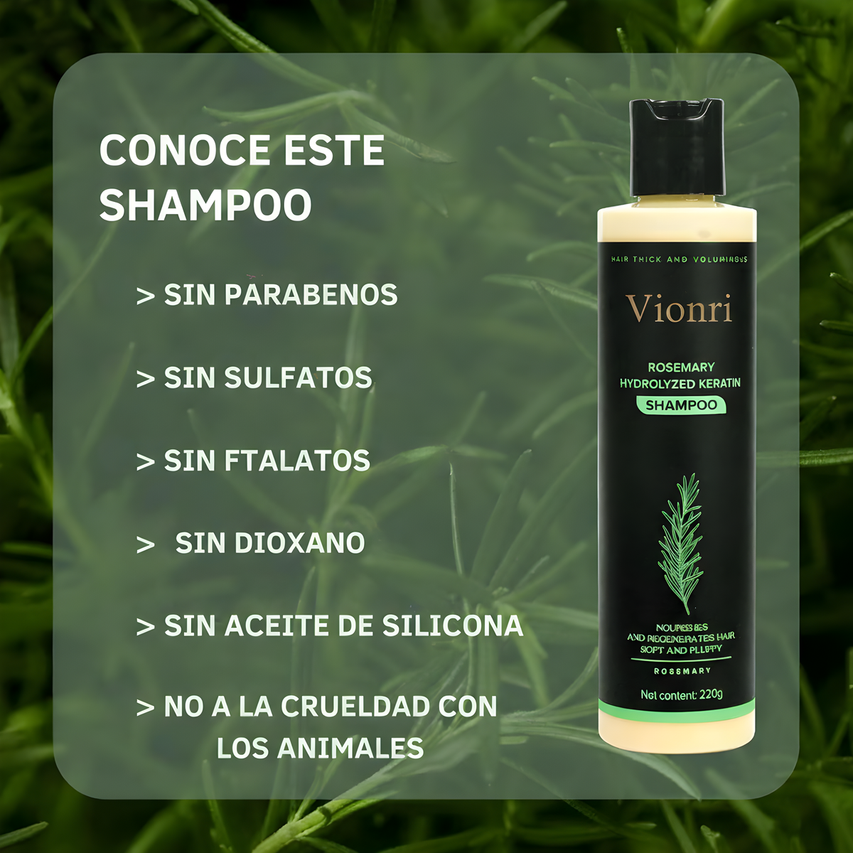 Champú de Romero 100% Orgánico – Estimula el Crecimiento del Cabello